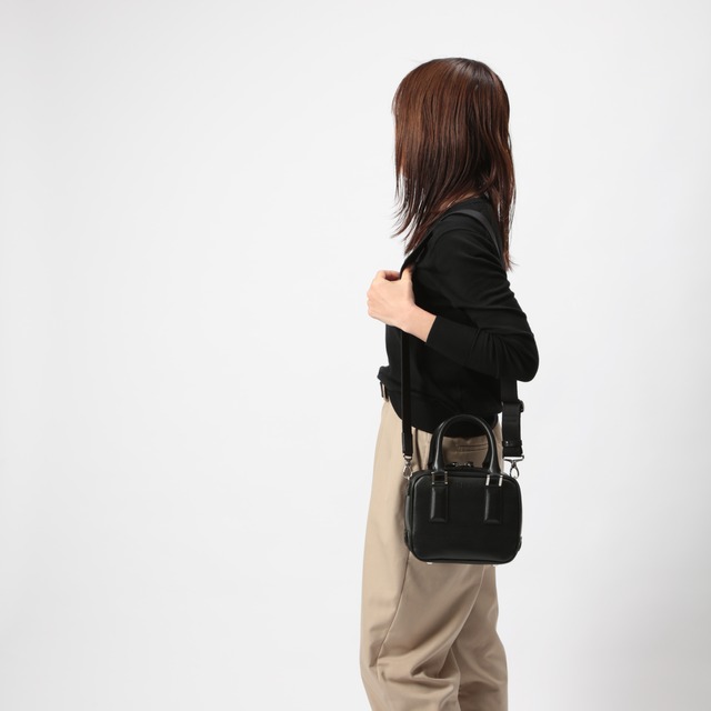 ミニボストンバッグ 2WAY ショルダーバッグ レザー  ［MBC025］Black ブラック