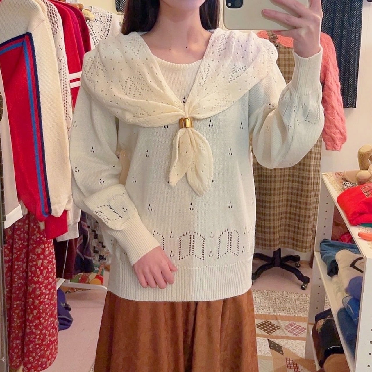 openwork sailor collar knit