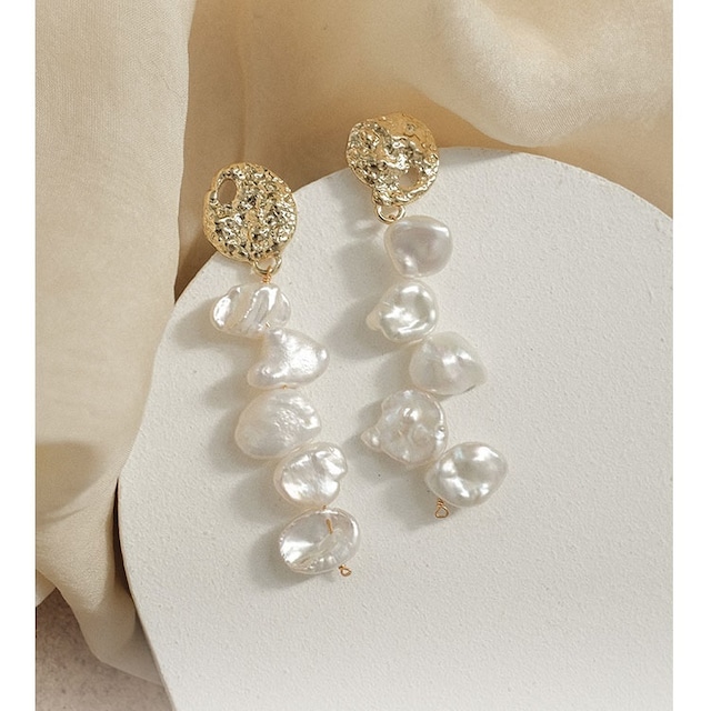 pearl line silver pierced earrings＊S-129