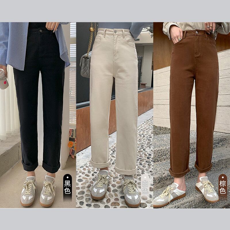 バックスプリングジーンズ レディースハイウェストパンツ 春物 HUCHUJING97333900396