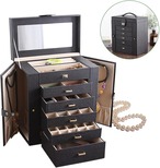 ジュエリー アクセサリー用品 収納ボックス ケース 大容量 ジュエリー収納 ジュエリーボックス 4段 多機能 仕切り 四角 スクエア