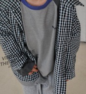 韓国子供服 / 26Autumn / Boneoune / ゴゴ チェックシャツ / キッズ服 / ジュニア服 / 秋服 *XS~JL*