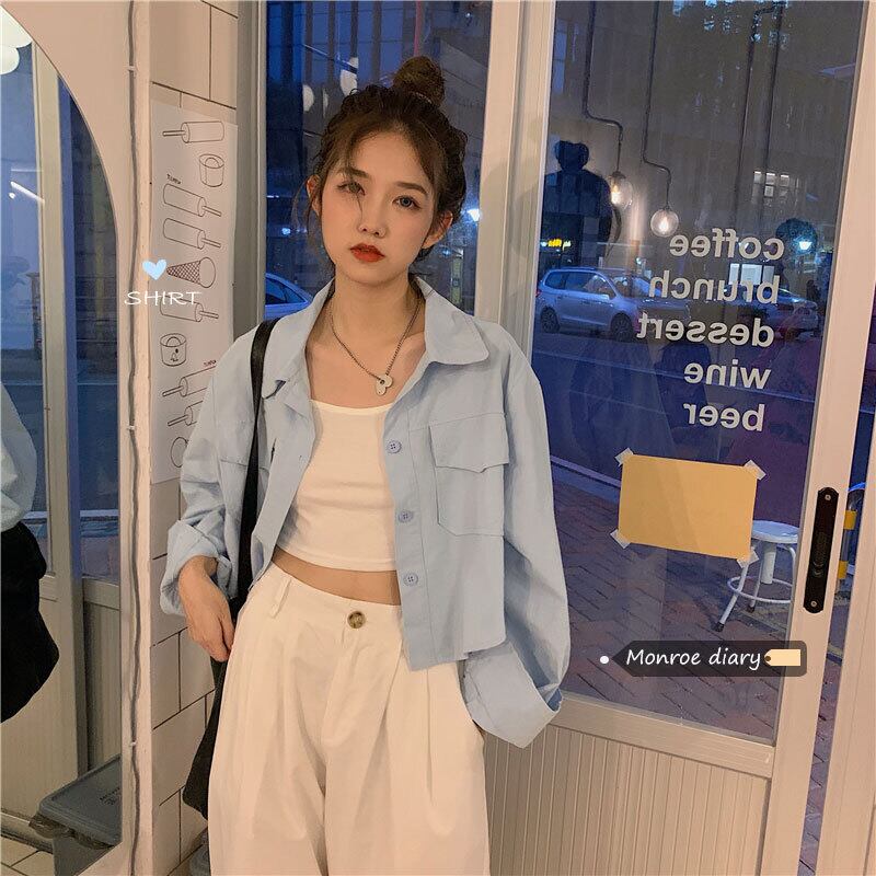 スタイルルーズショートシャツ サマーカラー長袖スリーブトップス ロング 夏物 モンロー85843990209