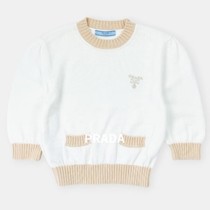 PRADA プラダ 23年 コットン クルーネック 7分丈 セーター 白 36 / J&NREUSE レディース トップス