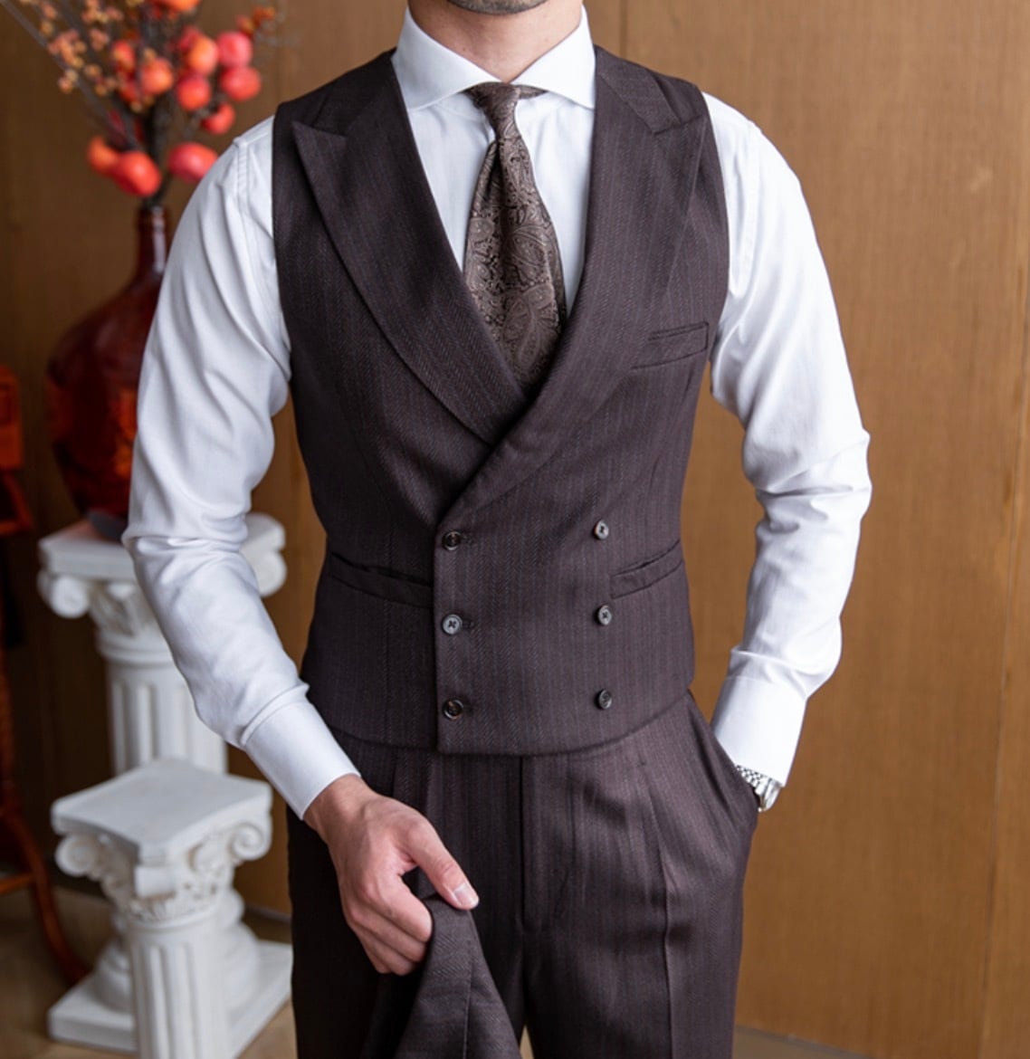 高級ベルトレスデザイン＞ヘリンボーンイタリアンデザインシングル3P