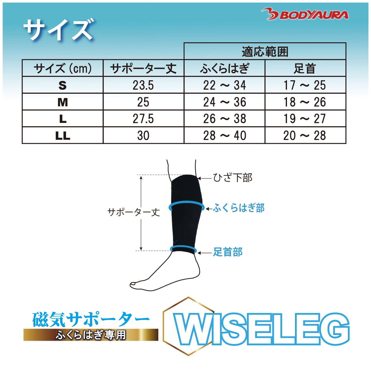 管理医療機器】磁気サポーターWISELEG(ワイズレック）ふくらはぎ用
