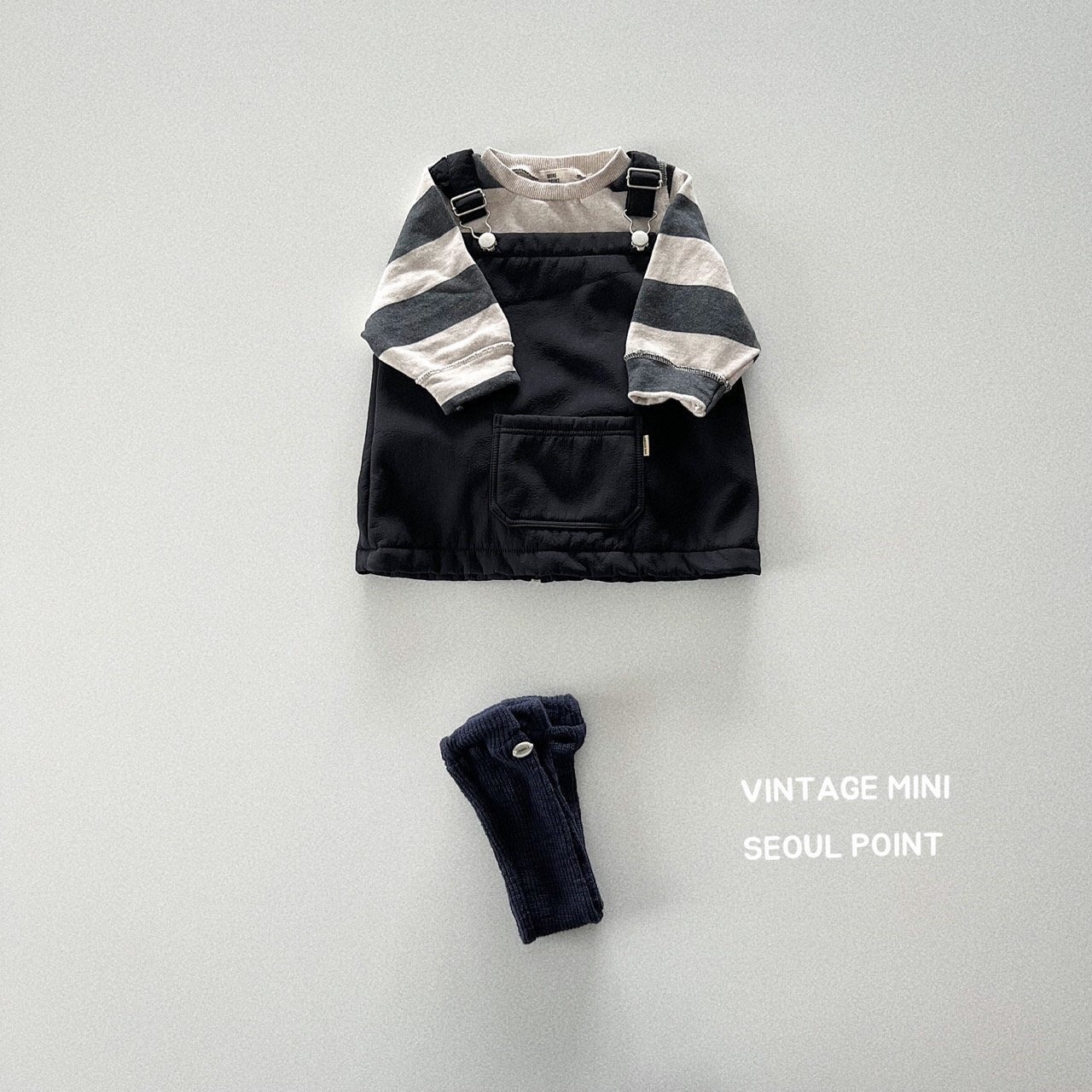【mini point】ワイドボーダースウェット チャコール 90~130cm 240855 - 2