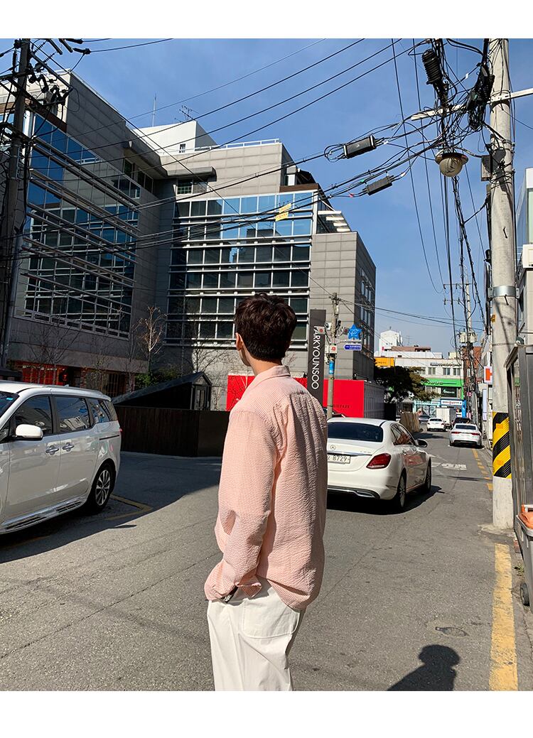 全2色 シャツ トップス 無地 カジュアル ストライプ おしゃれ