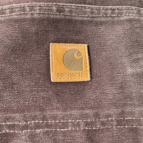00s USA生地製 ダークブラウン ダブルニー Carhartt 32×34 詳細写真6
