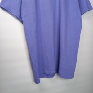 ノーブランド　クルーネック　プリントTシャツ　企業ロゴ　半袖　パープル