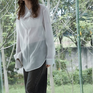 Sheer Stand Collar pullover 【4color】 T3477