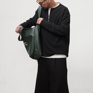 ヘンリーハーフジップ・ワッフルロングTEE A2107