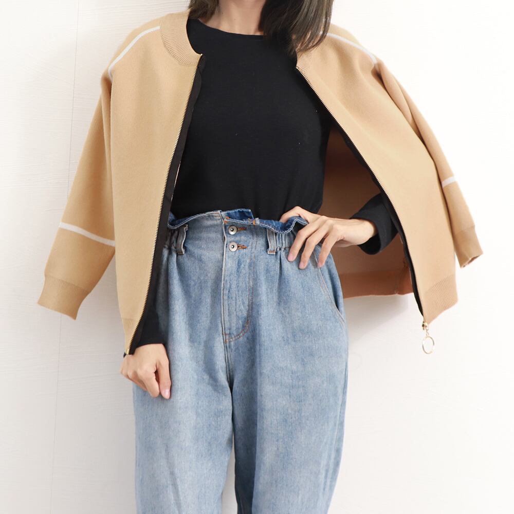 バイカラーショートニットジャケット アウター DRESSTERIOR（ドレステリア） ジャケット ノーカラージャケット