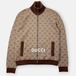 美品 GUCCI グッチ GG柄ジャガード ニット ジップアップ ボンバー ジャケット ブラウン 茶 S トップス / J&NREUSE メンズ アウター