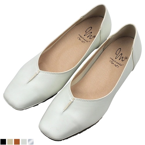 パンプス シンプル スクエアトゥ 幅広設計 ローヒール maschietta