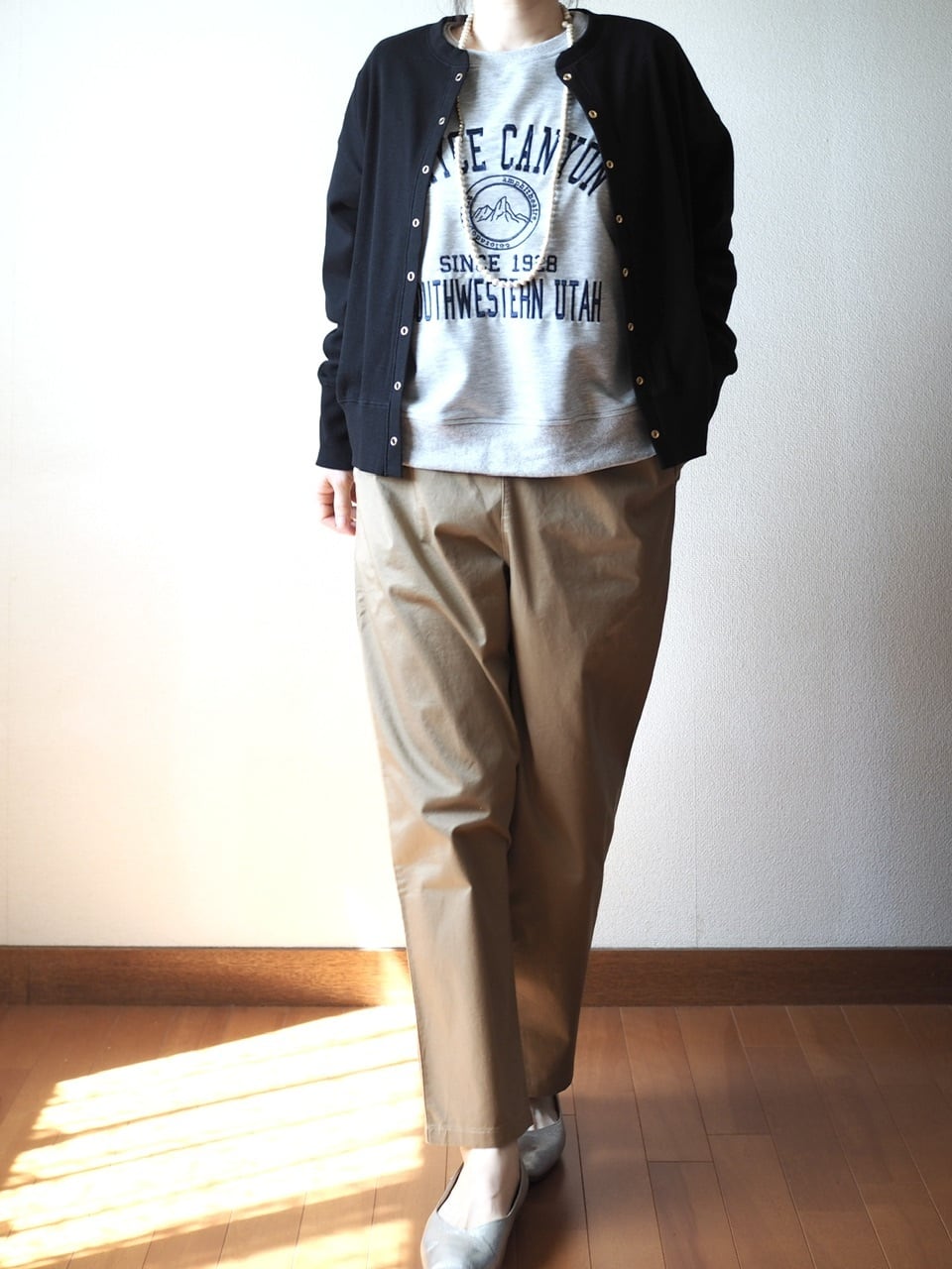 刺繍スウェットTシャツ <グレー>