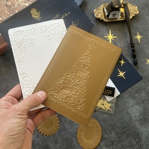 きらきら星クリスマスグリーティングカード（エンボスゴールド）