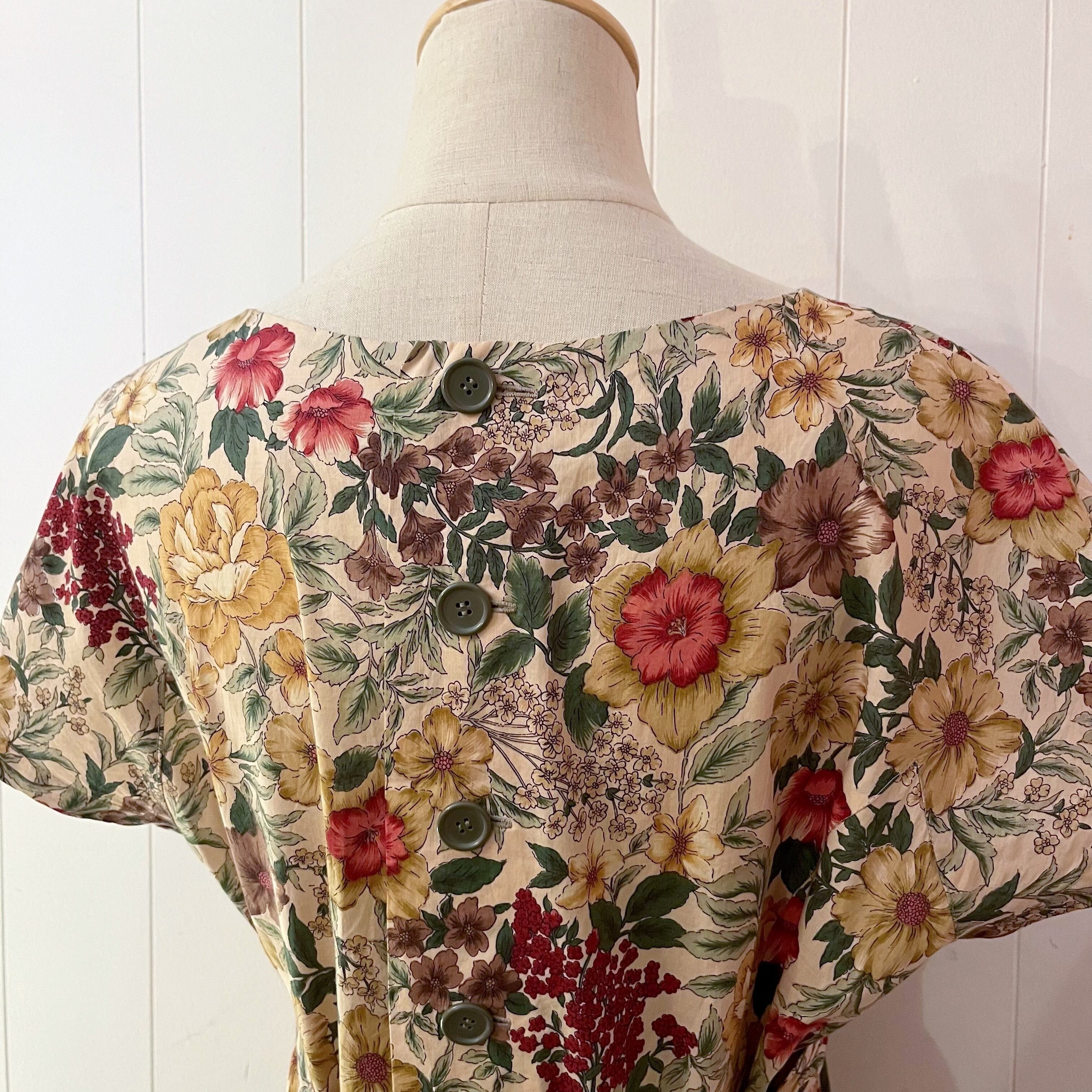 botanical flower waist ribbon one-piece