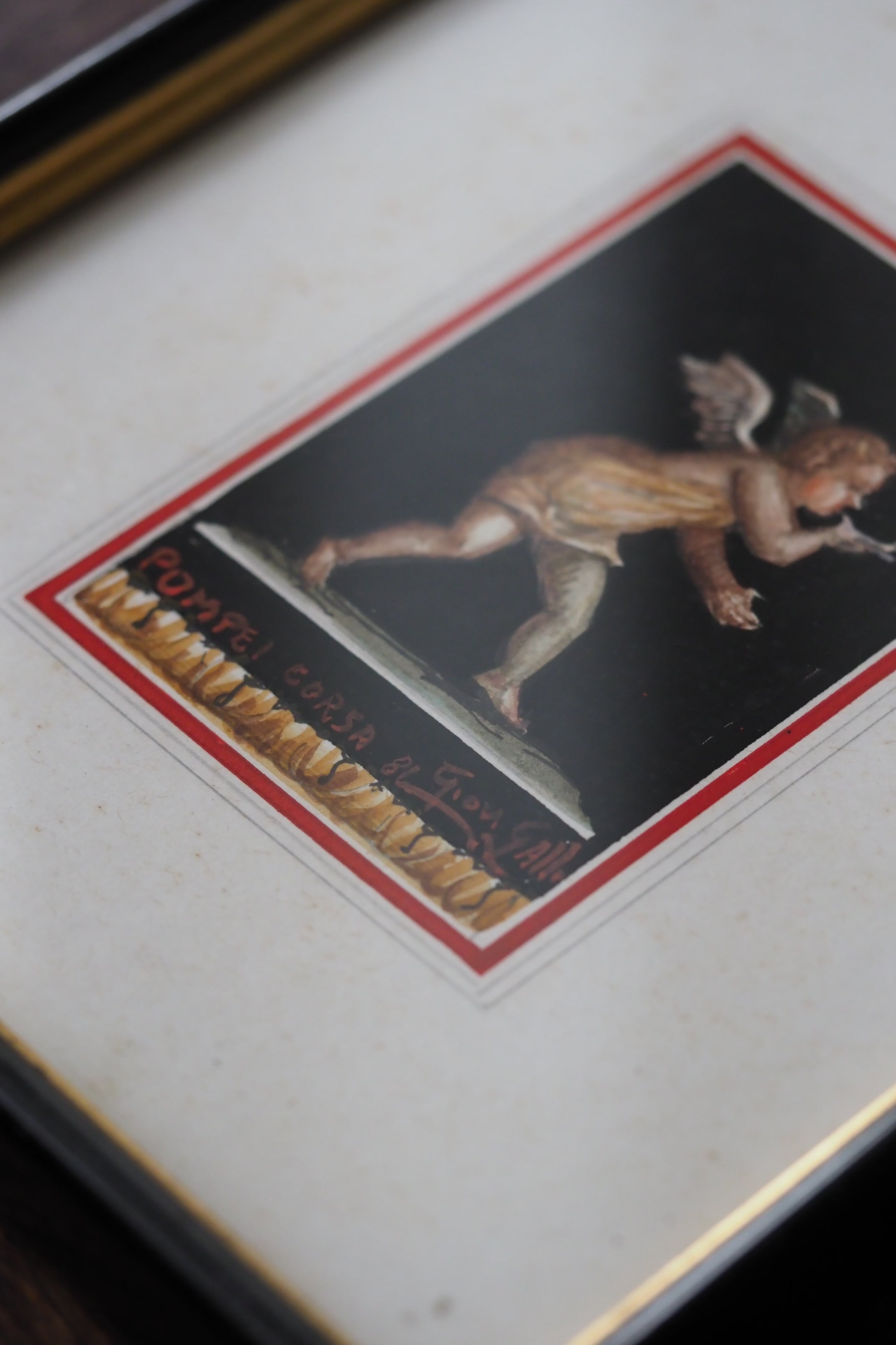 ポンペイ壁画の天使額縁-vintage gouache painting frame