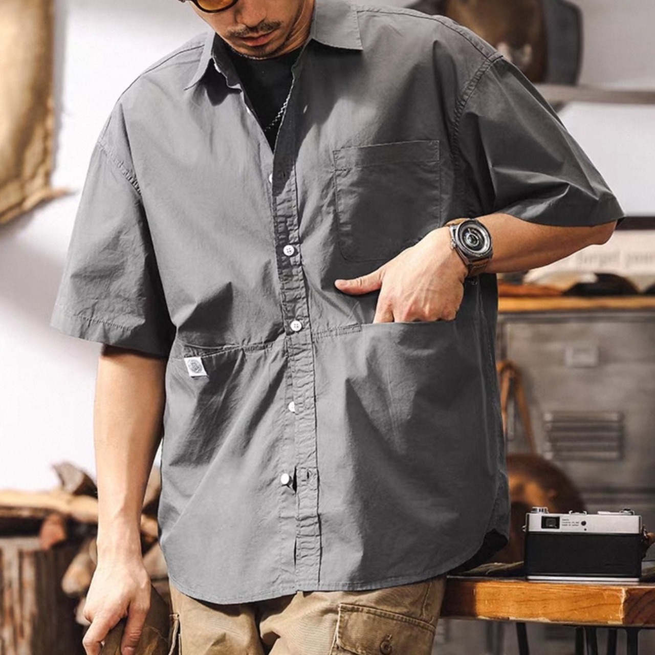 Back logo patch work shirt 1473 - 16