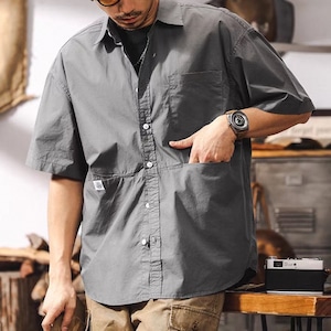 Back logo patch work shirt 1473