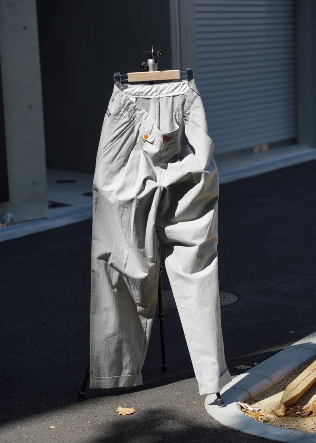 80’s stripe tuck wide tapered slacks