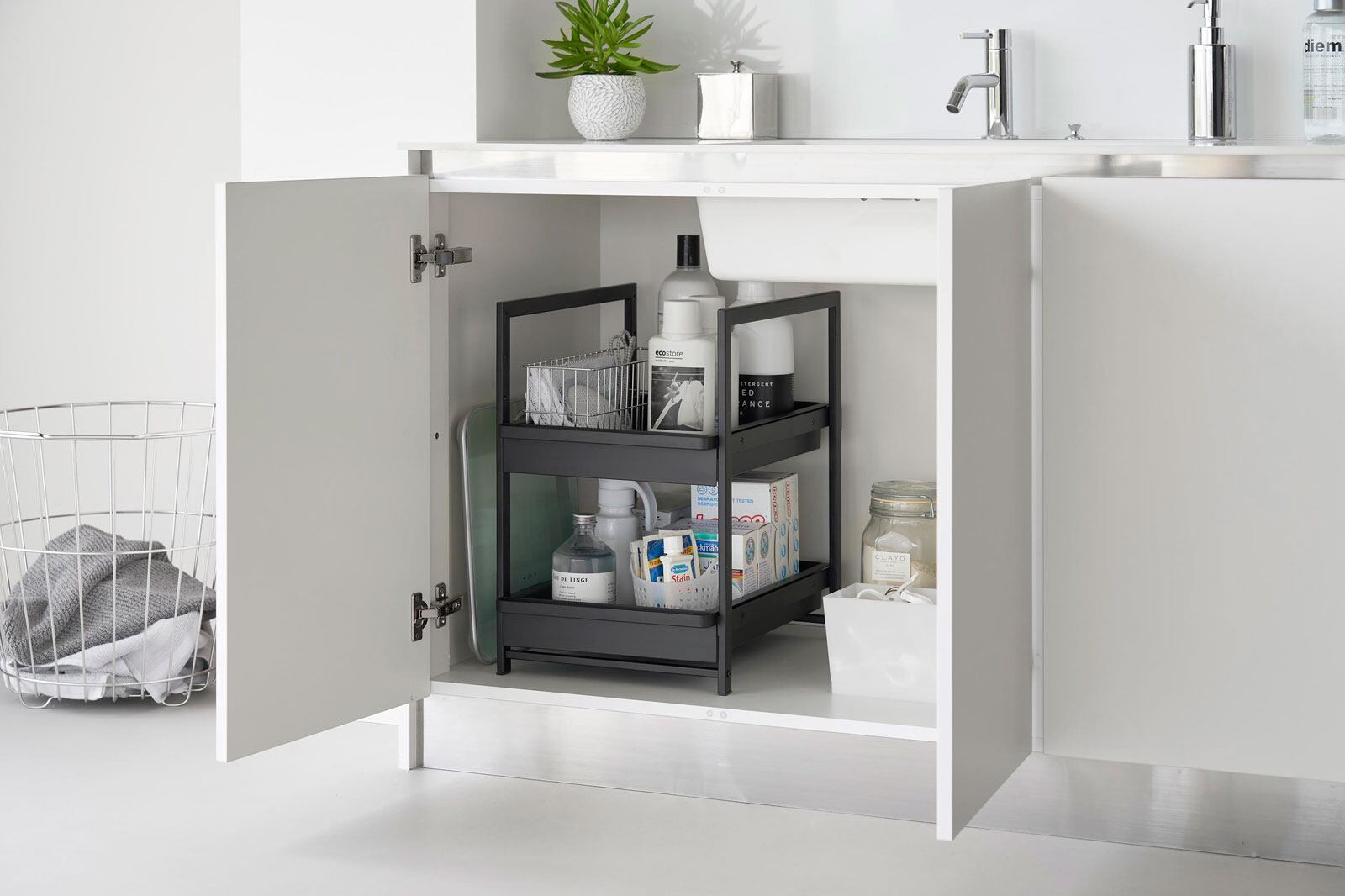 キッチン収納 山崎実業 tower タワー シンク下スライドラック 2段 1461