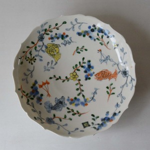 宮田竜司  呉須赤江 稜花皿 8寸（26-006-B）