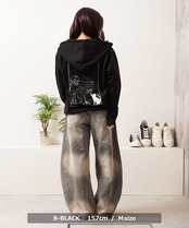 ◆ガール＆ネコ フェイクスエード ジップパーカー◆si10700725