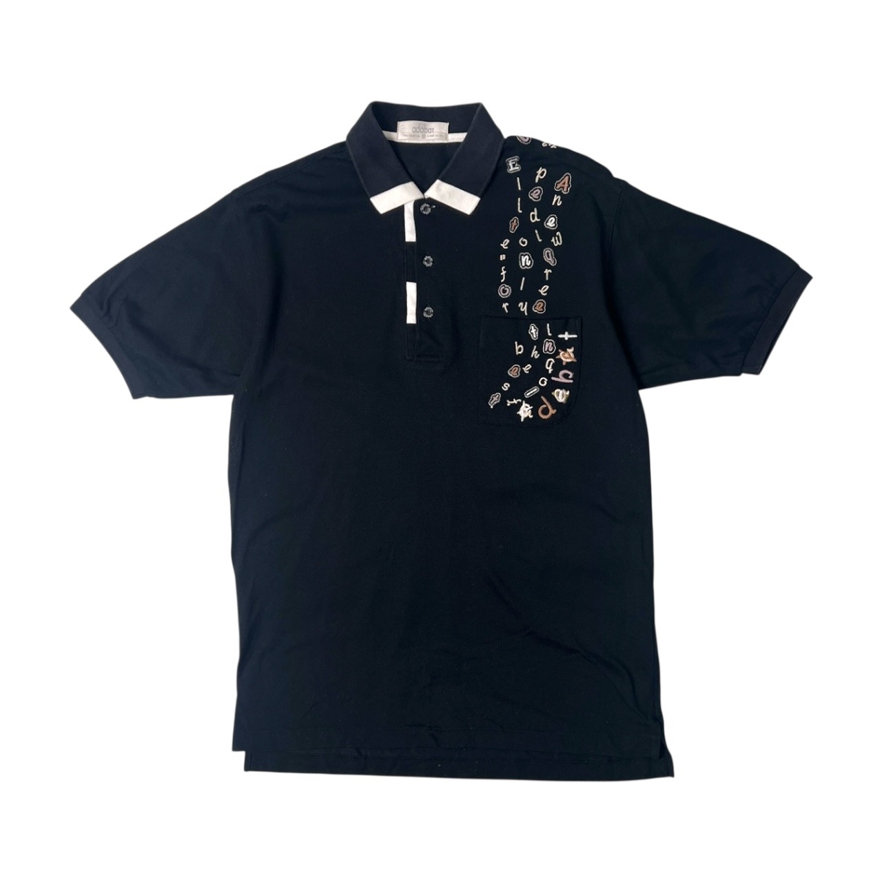 adabat アダバット アルファベットデザイン 半袖ポロシャツ 3/ブラック/ゴルフ