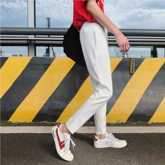 全3色 ストレートパンツ ウエストゴム シンプル ゆったり メンズ