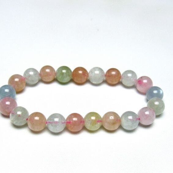 ミックスカラーベリル ブレスレット 9mm 一点物 メール便可 [M便 1/10] 111-48932