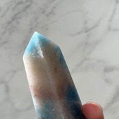 希少*トロレアイトポイント3*スコルザライト(鉄天藍石)インクォーツ*天然石インテリア*天然石タワー*置き物