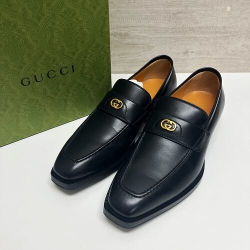 GUCCI グッチ インターロッキングG レザーローファー ブラック