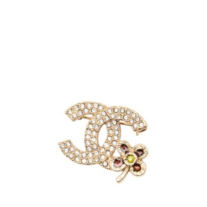 シャネル ココマーク クローバー ブローチ ゴールド ラインストーン メッキ レディース CHANEL 【中古】