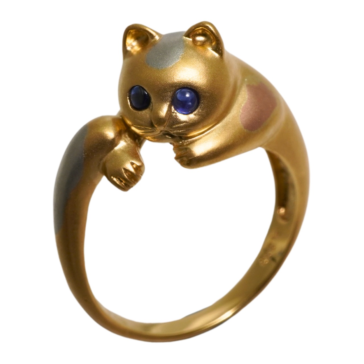 18金・プラチナ900-スリーカラー 三毛猫リング 18金・プラチナ900-スリーカラー 三毛猫リング