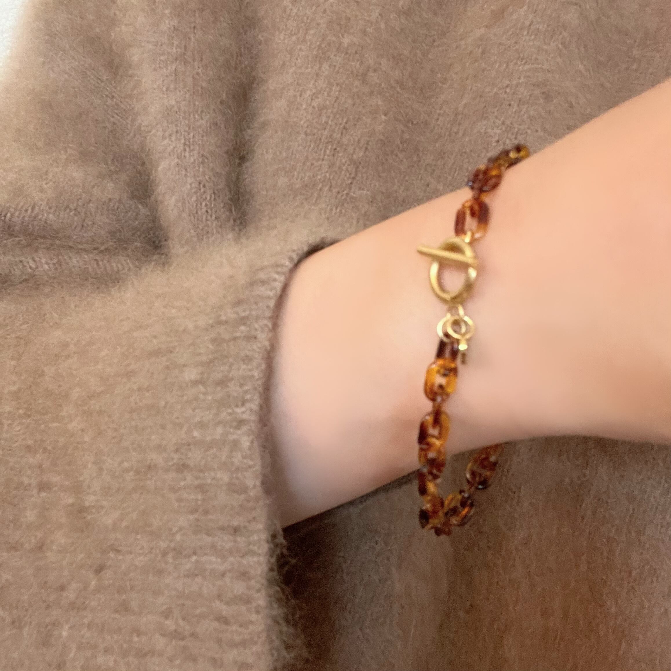 べっ甲カラーチェーンブレスレット | Handmade Accessory MU べっ甲カラーチェーンブレスレット | Handmade Accessory MU