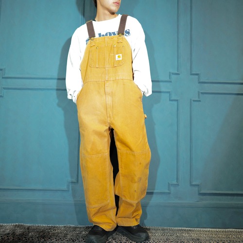 USA VINTAGE Carhartt LOGO DESIGN DUCK OVERALL/アメリカ古着カーハートロゴデザインダックオーバーオール