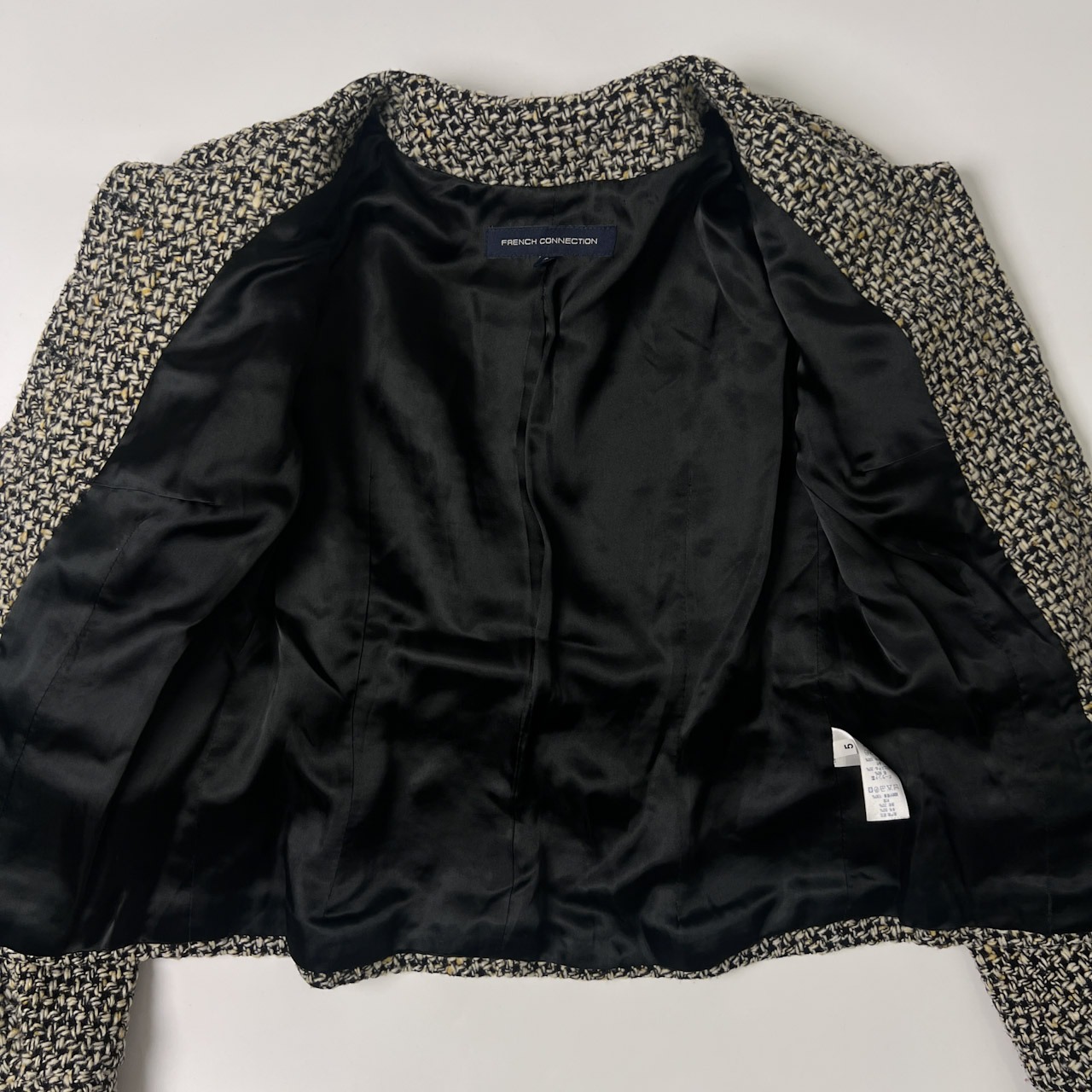 FRENCH CONNECTION ツイード 4ポケ ノーカラージャケット 6/ウエストベルト付き/ポーランド製