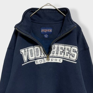 【JANSPORT】カレッジ ブアヒーズ大学 voorhees college ハーフジップ スウェット プルオーバー ワンポイント MEDIUM ジャンスポーツ  US古着