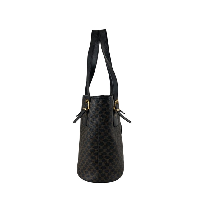 CELINE セリーヌ マカダム ハンドバッグ ブラック ブラゾン型押し PVC トートバッグ vintage ヴィンテージ オールド yfc8n7