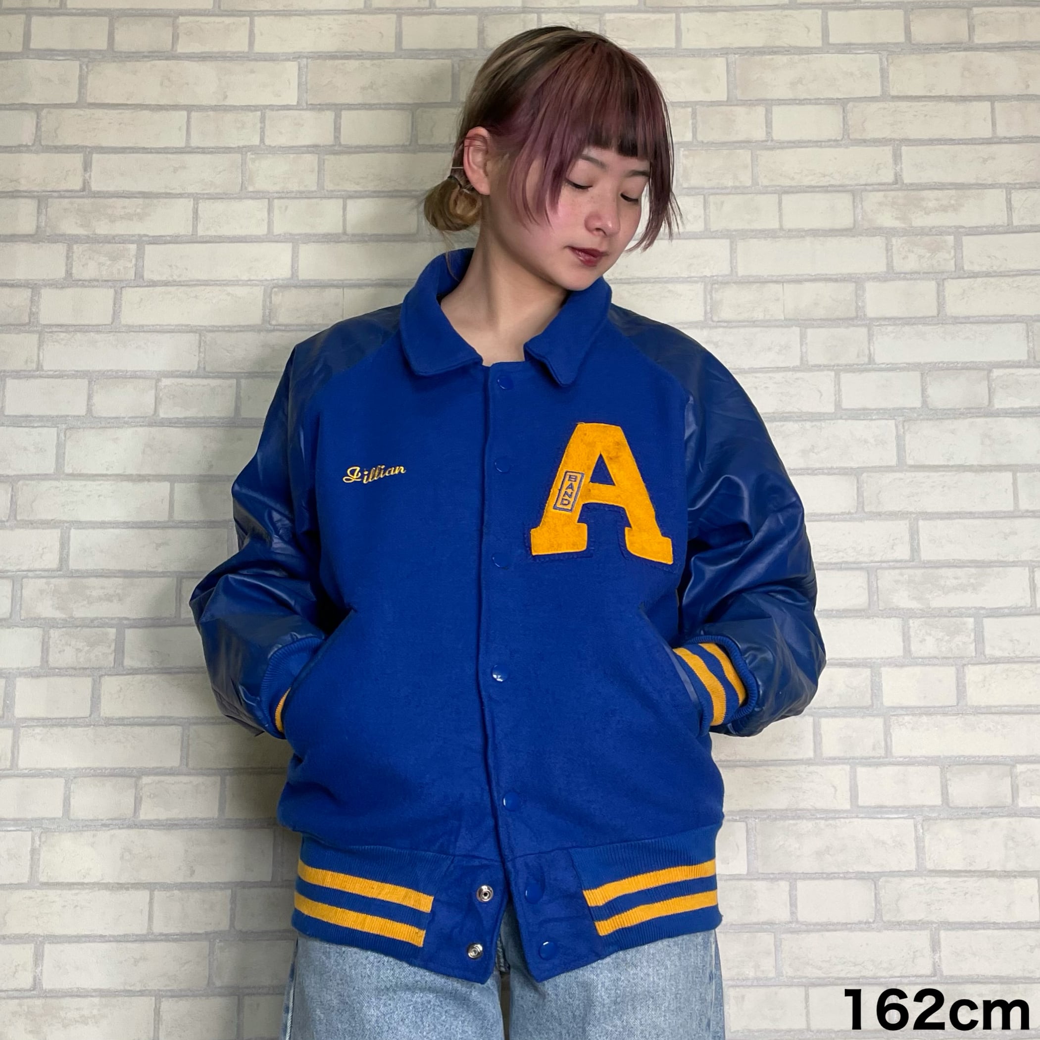 vintage USA製 Allion ラグラン 袖レザー 切り替え スタジャン-