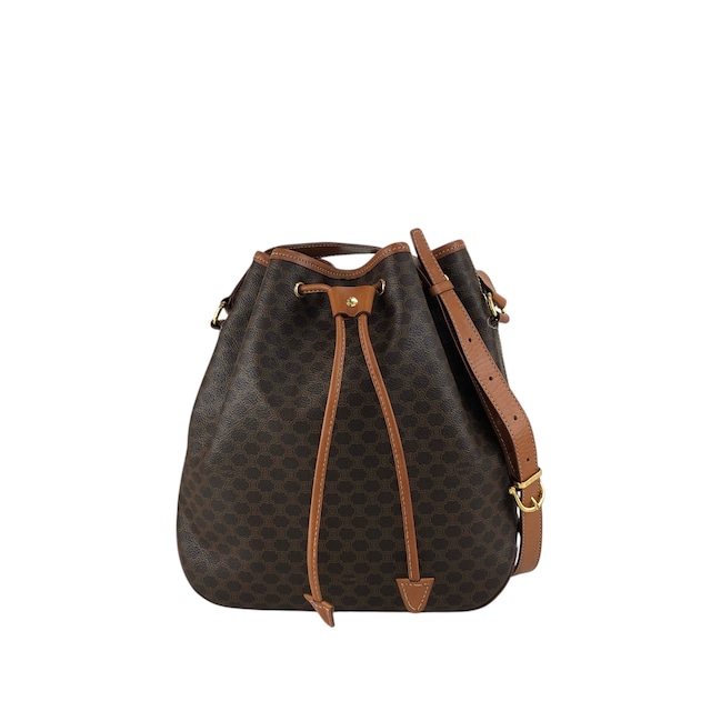 CELINE セリーヌ マカダム ショルダーバッグ ブラウン PVC 巾着 vintage ヴィンテージ オールド wskrpv