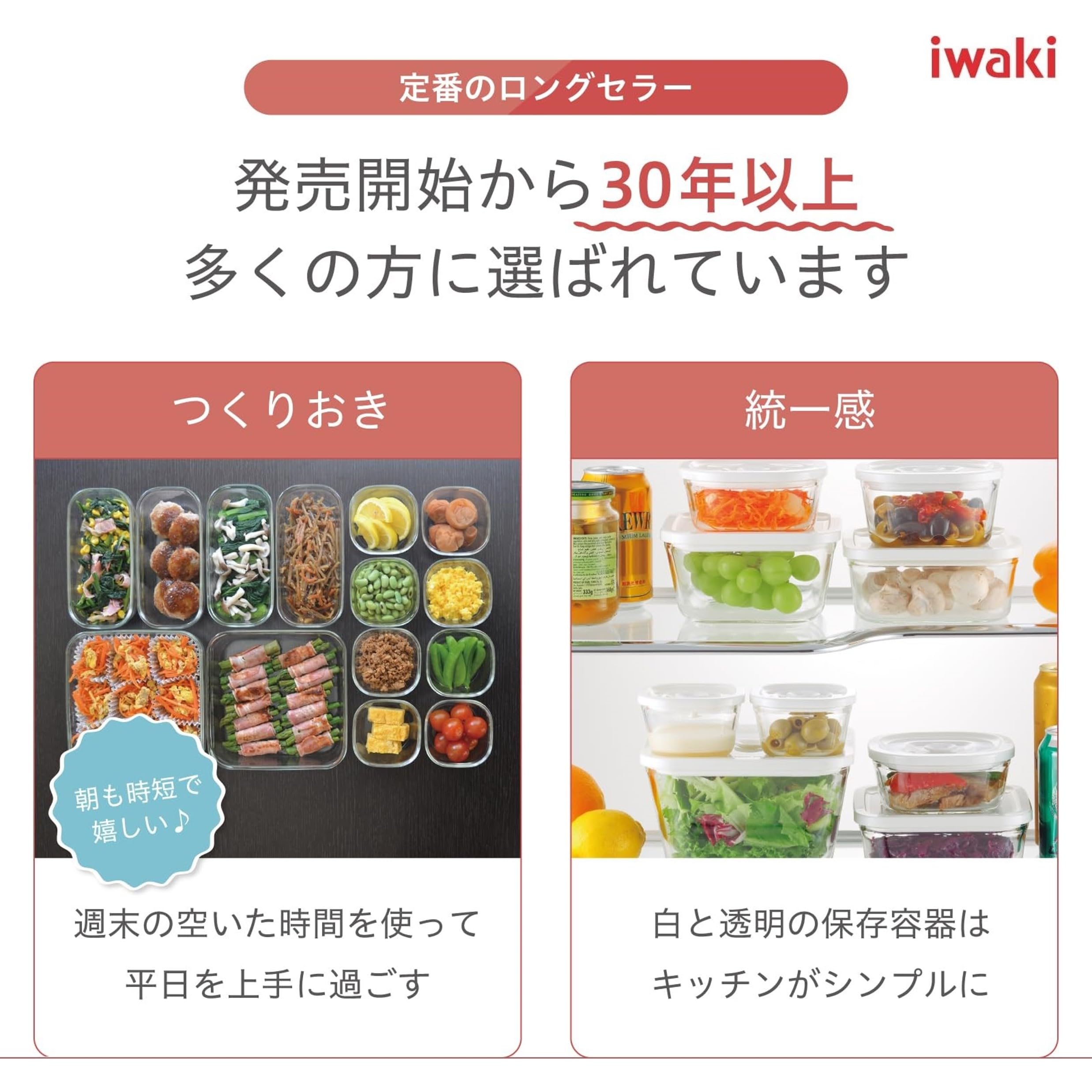 iwaki(イワキ) 耐熱ガラス 密閉容器 ホワイト 角型 5点セット 密閉