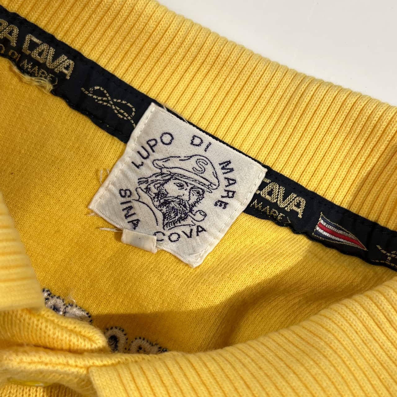 SINA COVA シナコバ  国旗デザイン 長袖 ポロシャツ M/イエロー メンズ トレーナー風生地