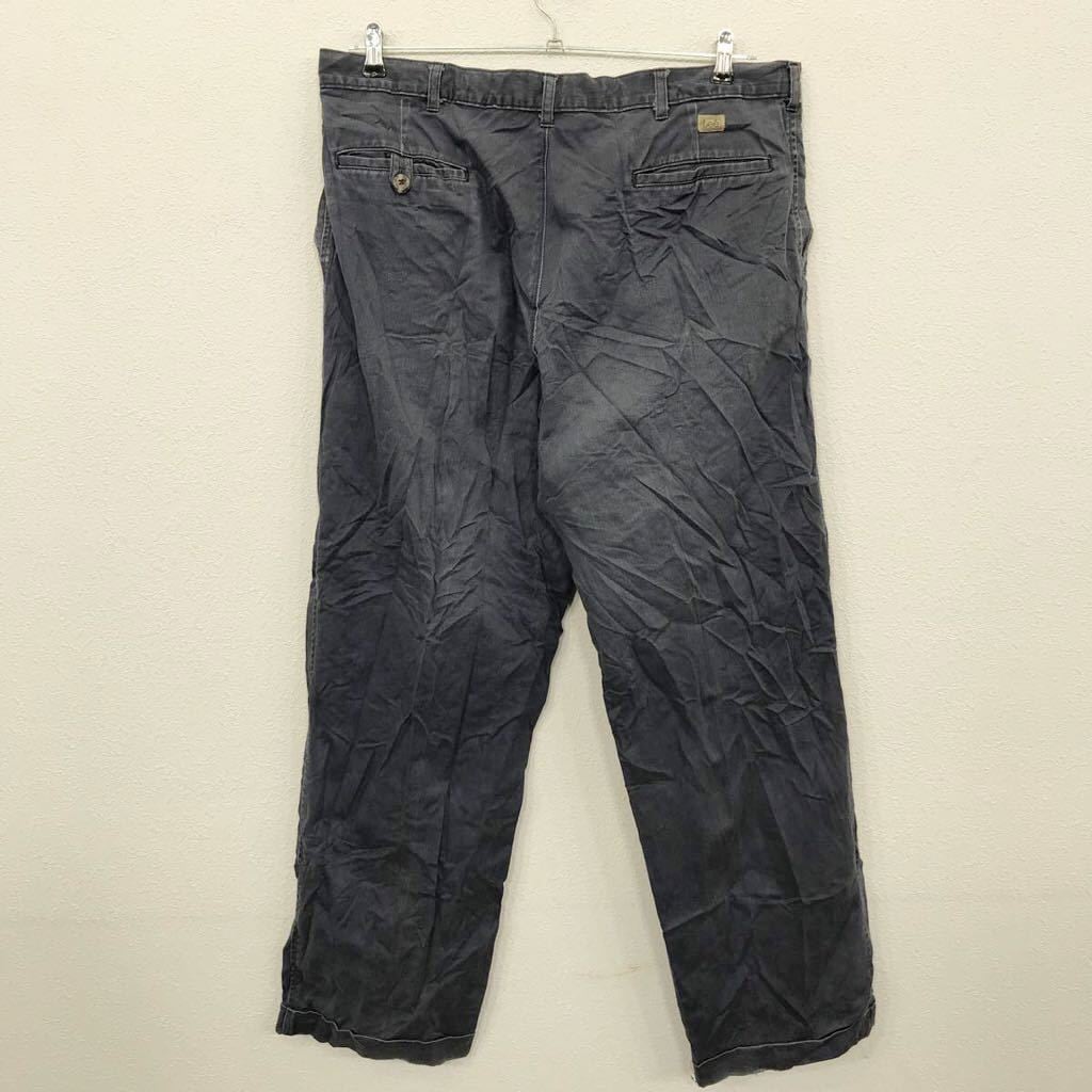 Lee チノパン W36 リー ネイビー ビッグサイズ ダブル ツータック 古着