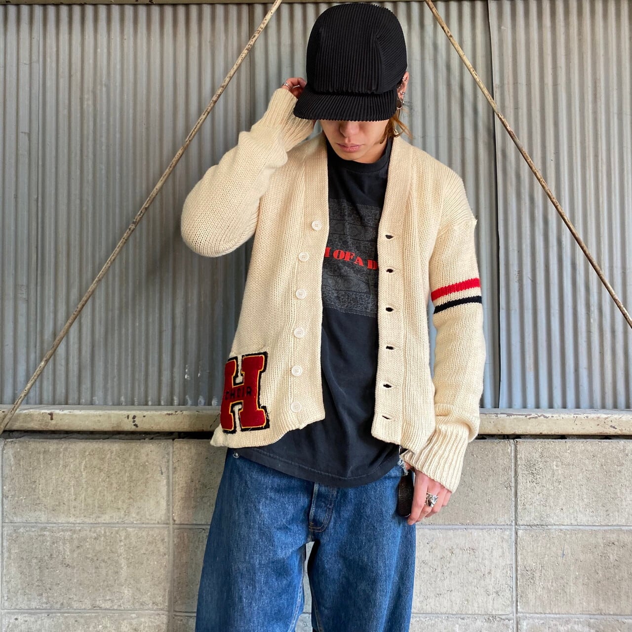 60年代 PHONEMIX SWEATER MILLS レタードカーディガン レディースM相当 