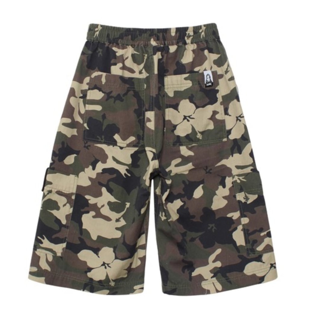 X-girl】FADED FACE LABEL EASY SHORTS ハーフパンツ 【エックスガール