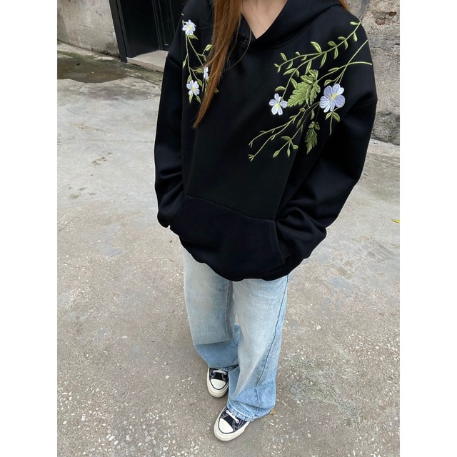 ボタニカルレタリングバックアートフーディ 2col   R01315