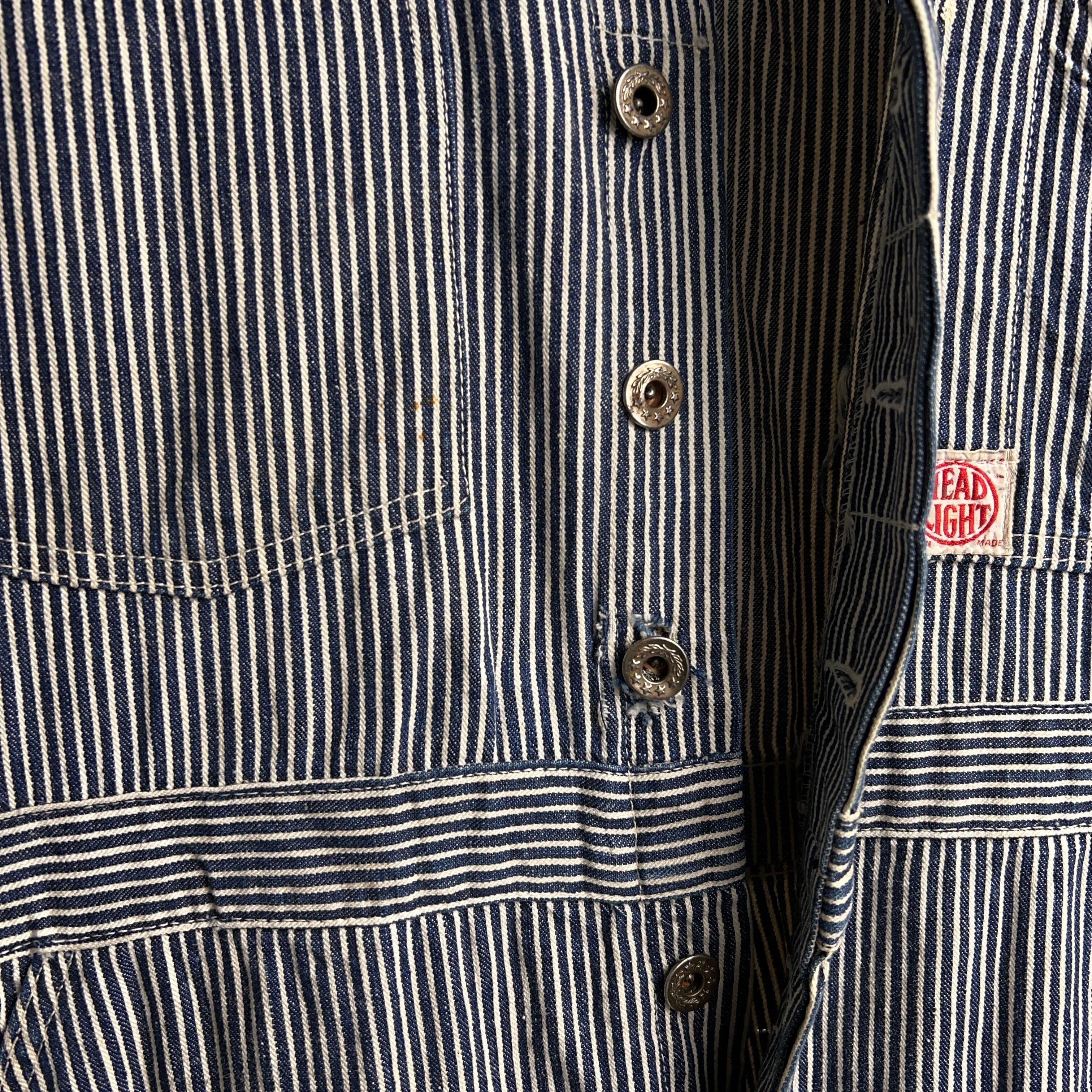40s 50s ツナギストライプ カバーオールリメイク 1940's HEADLIGHT Hickory Stripe Coveralls 40年代 ヘッドライト
